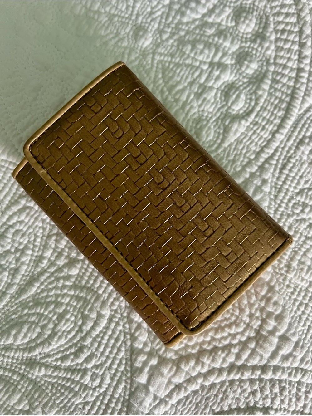 Woven Metallic Gold Card Wallet
